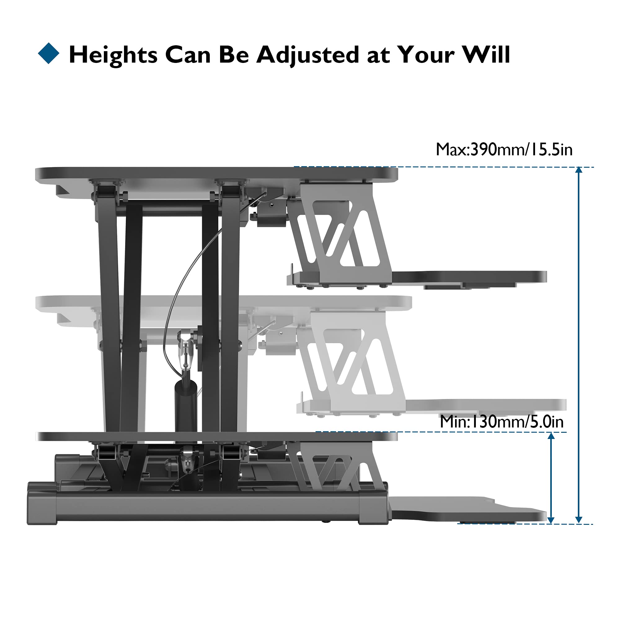 BONTEC Standing Desk Converter | Height Adjustable Sit-Stand Riser