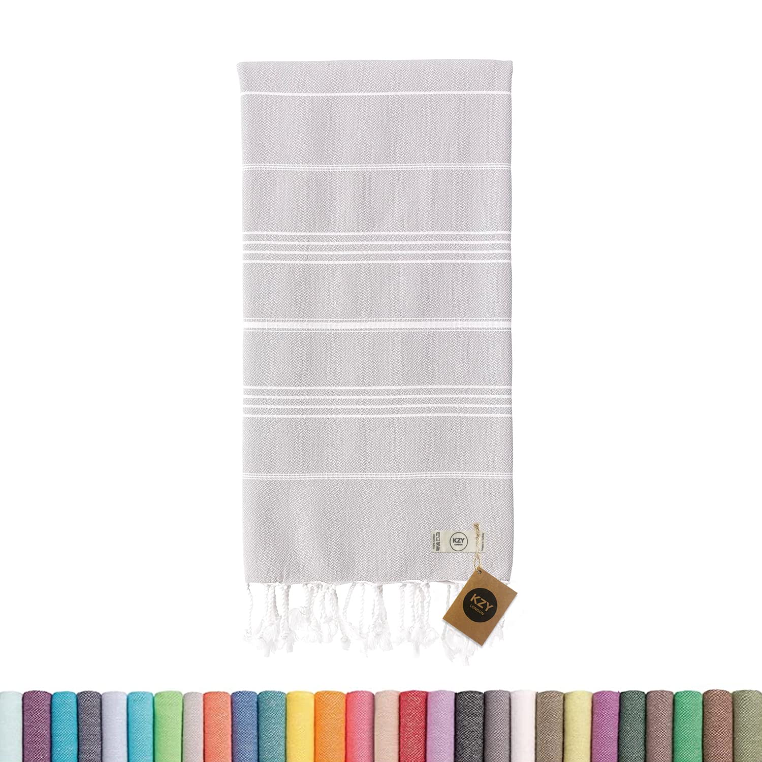 KZY LONDON Turkish Beach Towel – 100% Organic Cotton Quick Dry Peshtemal