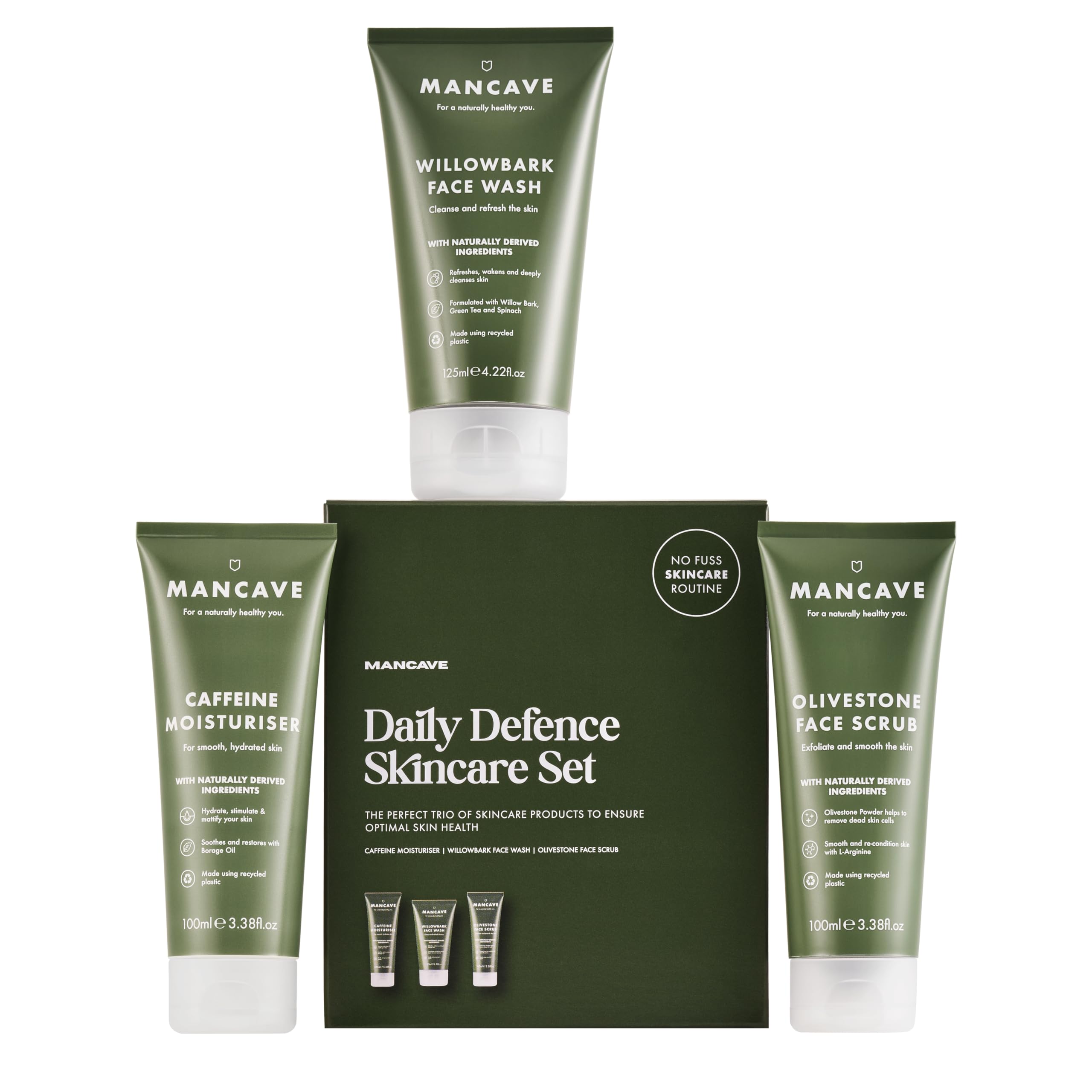 ManCave Originals Skincare Gift Set - 3-Step Natural & Vegan Men's Kit