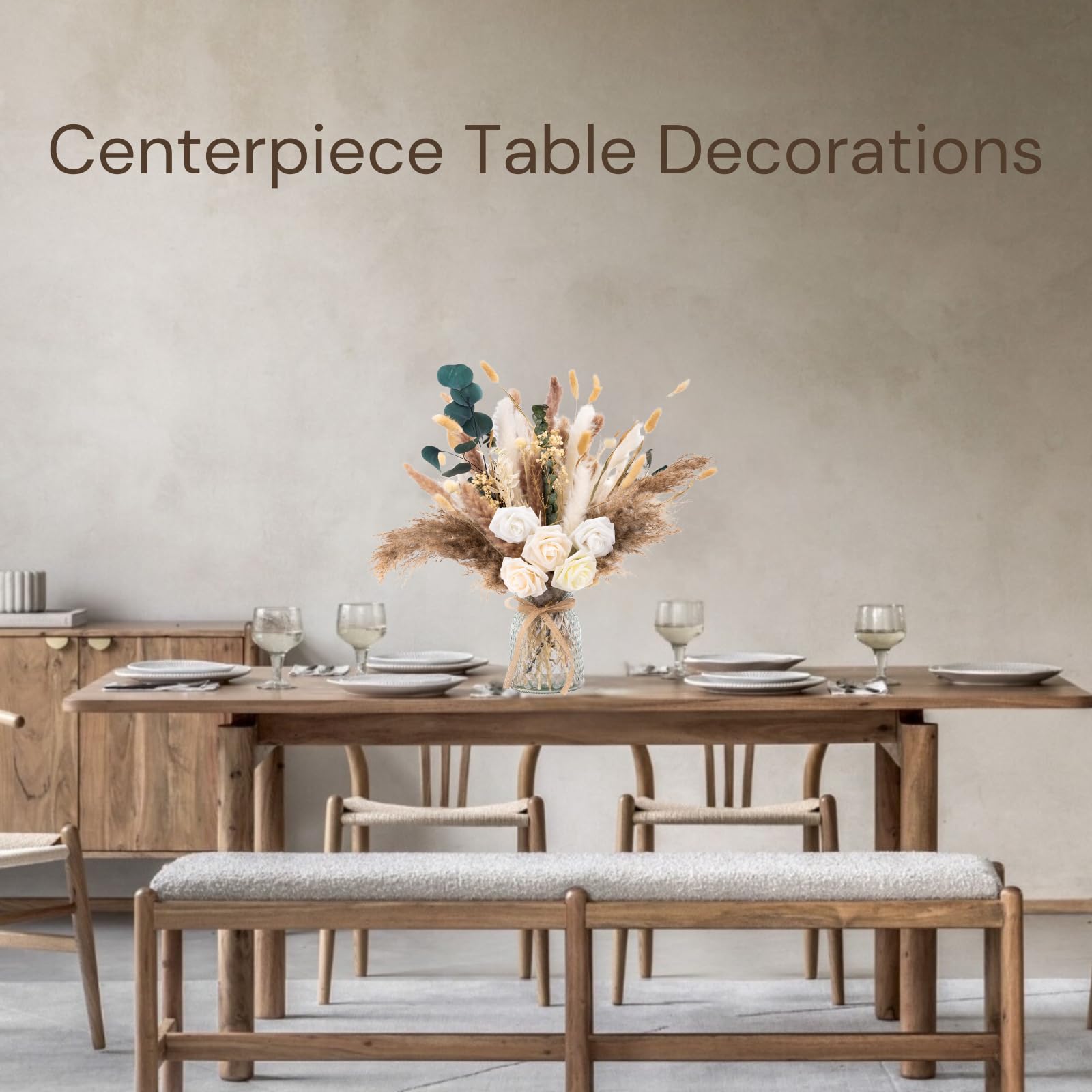 Artificial Flowers in Vase – Boho Pampas Grass Centerpiece
