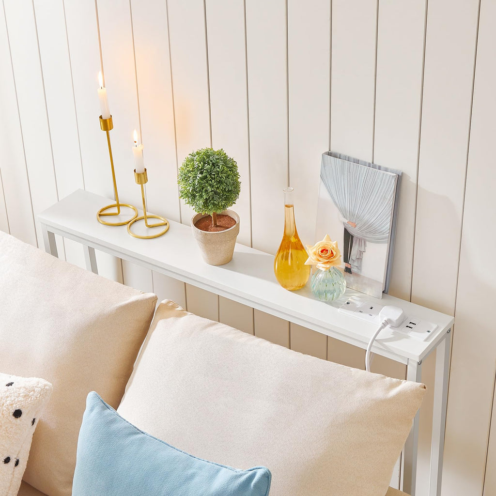 HOOBRO Slim Console Table with Charging Station | 100cm Narrow Sofa Table