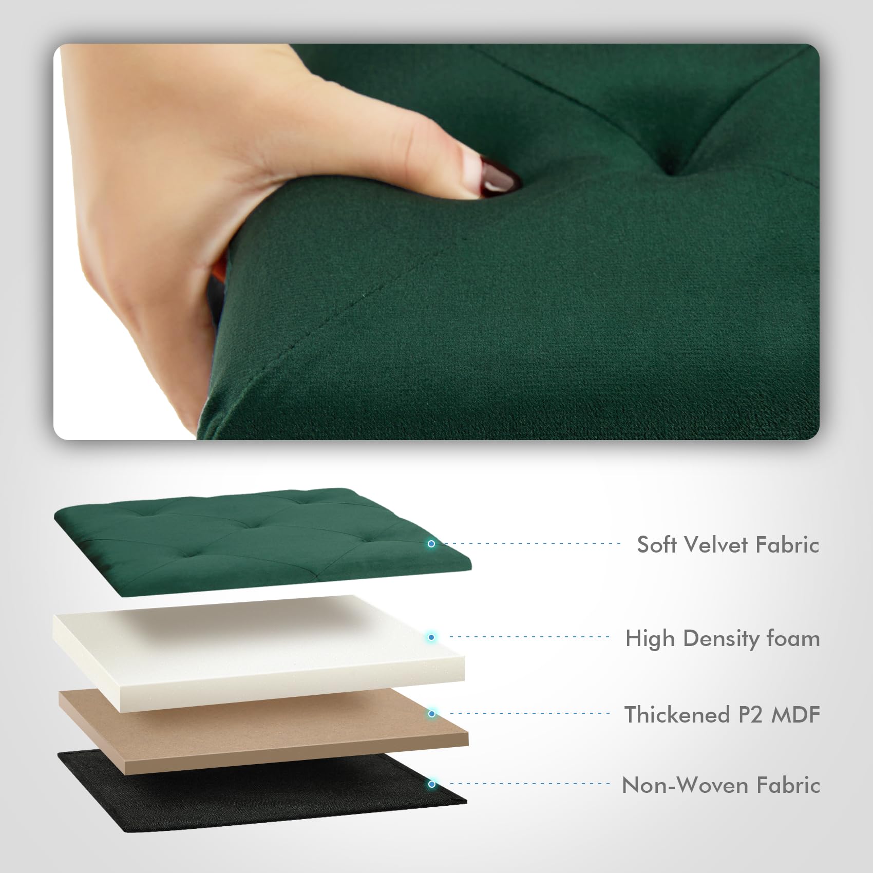 Bonlife Velvet Folding Storage Ottoman Bench – Dark Green, 110cm