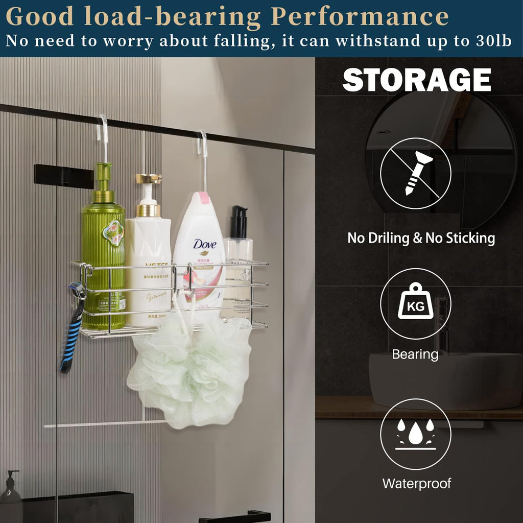 Seltomer Hanging Shower Rack Bathroom Shower Caddy Organizer Shampoo Brakect ，Rotatable Hook Bar ，Rust Proof Single-Layer - image 2