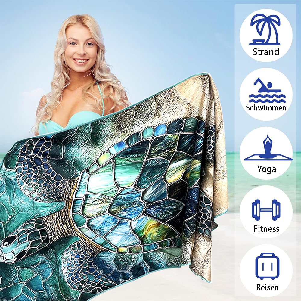 Microfibre Beach Towel 71"X32" Quick Dry Lightweight 2 Pcs Sand Free Extra Large Thin Towels Travel Essentials For Adults Womens Swim Bath - image 3