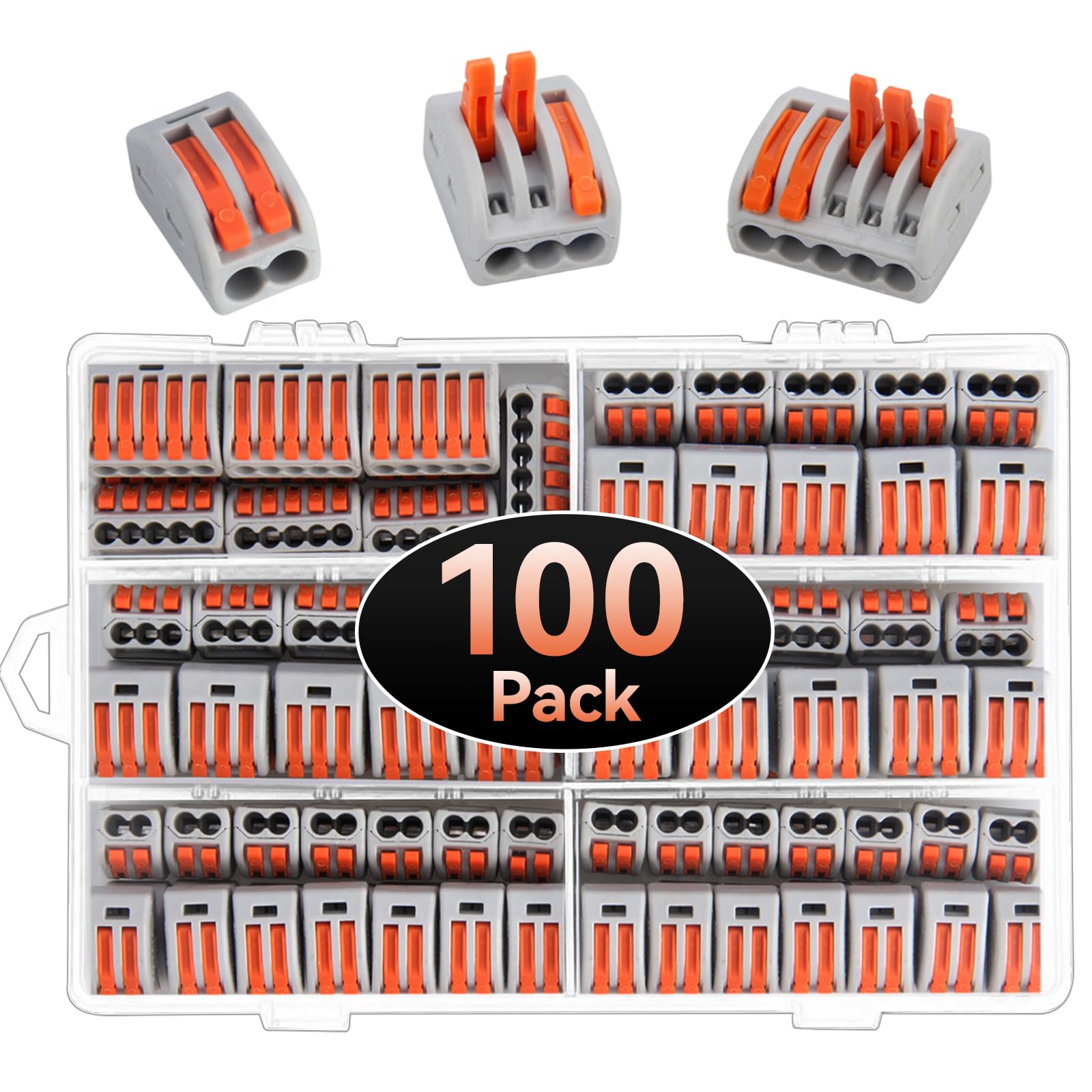 Preciva 100pcs Lever Nut Wire Connectors – Splicing Conductor Assortment