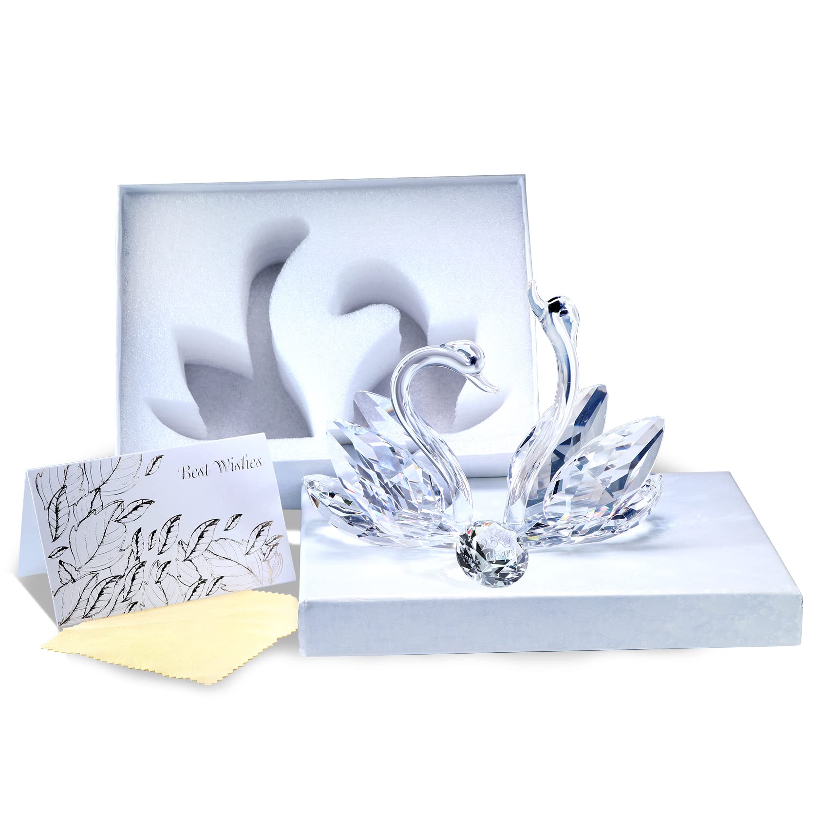 Jolof Store Crystal Swan Figurines – 25th Anniversary Glass Wedding Gift