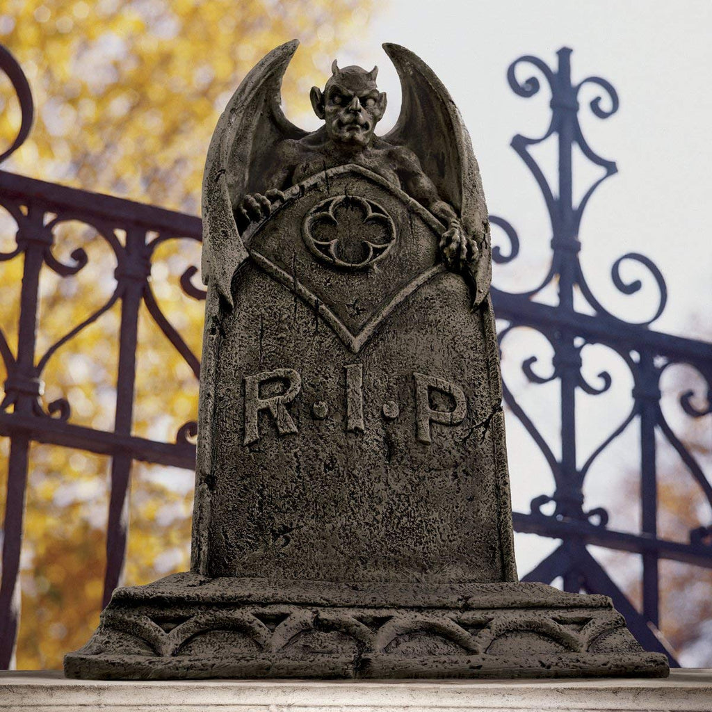 Design Toscano Vampire Demon Halloween Tombstone – Gothic Garden Statue