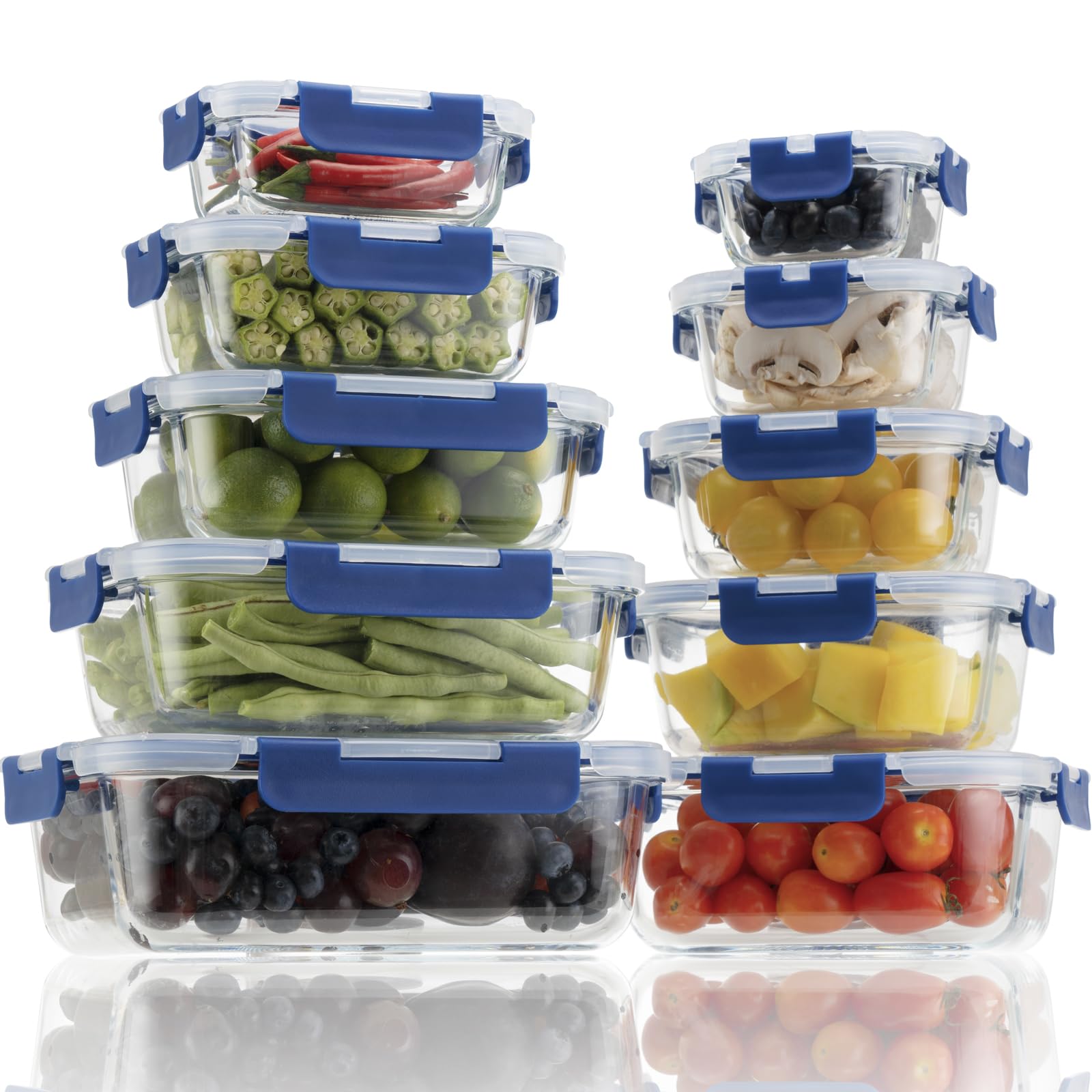 GENICOOK Glass Food Storage Containers – 10 Pack Leakproof Meal Prep Set
