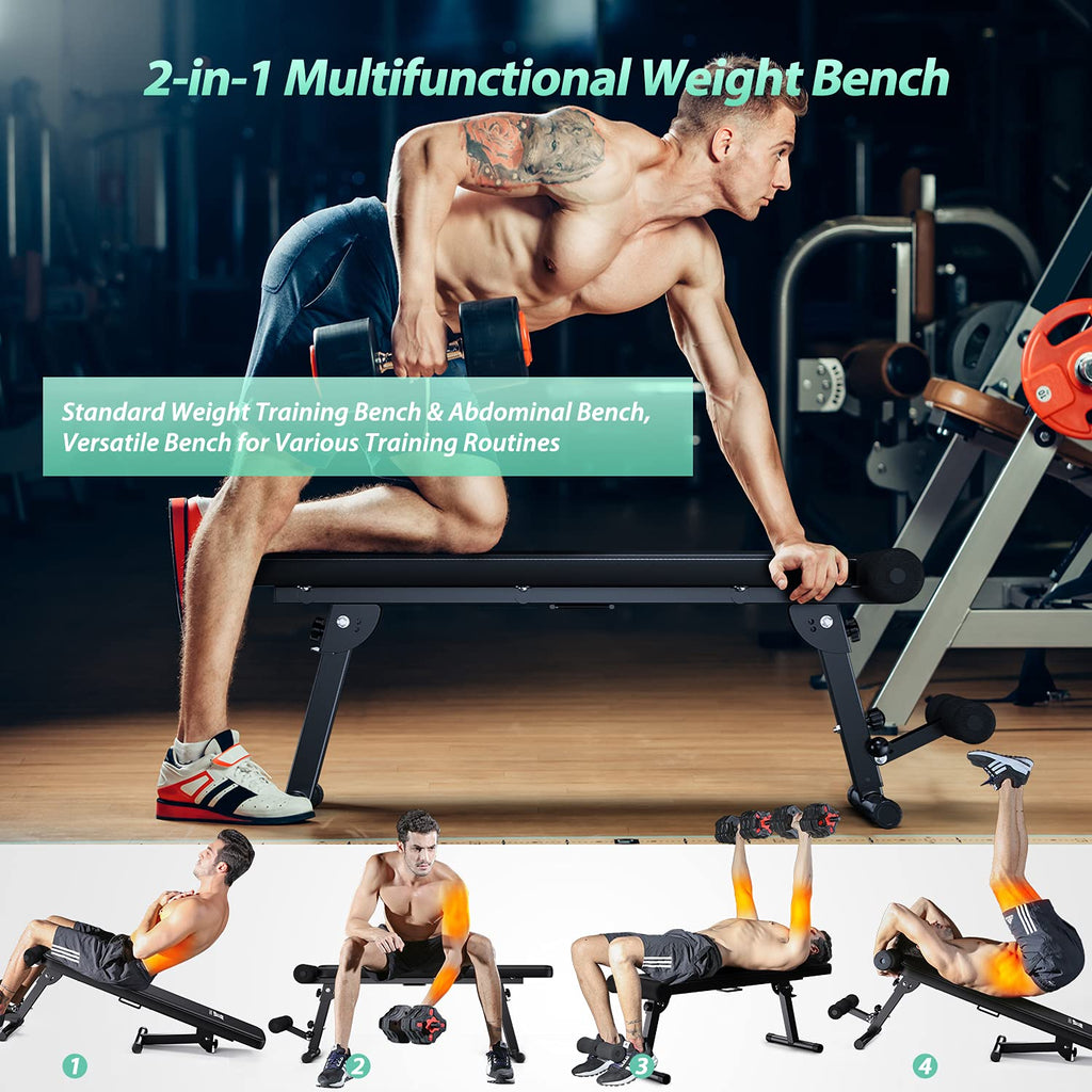 Jolof Store Foldable Weight Bench | Adjustable Flat & Sit Up Gym Bench
