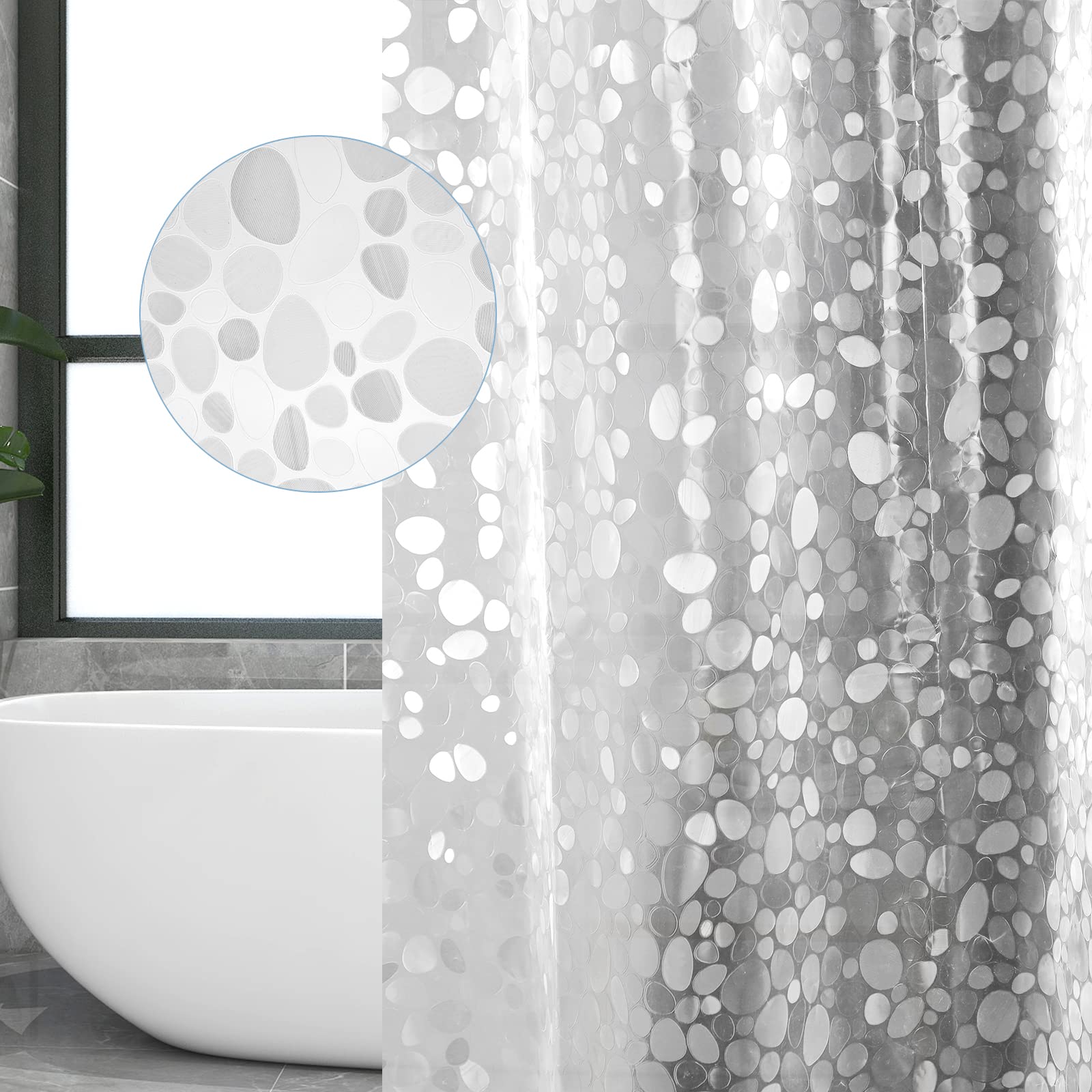 Transparent EVA Shower Curtain – Mildew Proof & Weighted Hem
