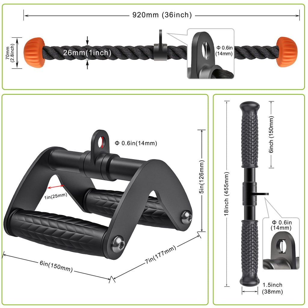 LAT Pulldown & Tricep Rope Home Gym Cable Attachments