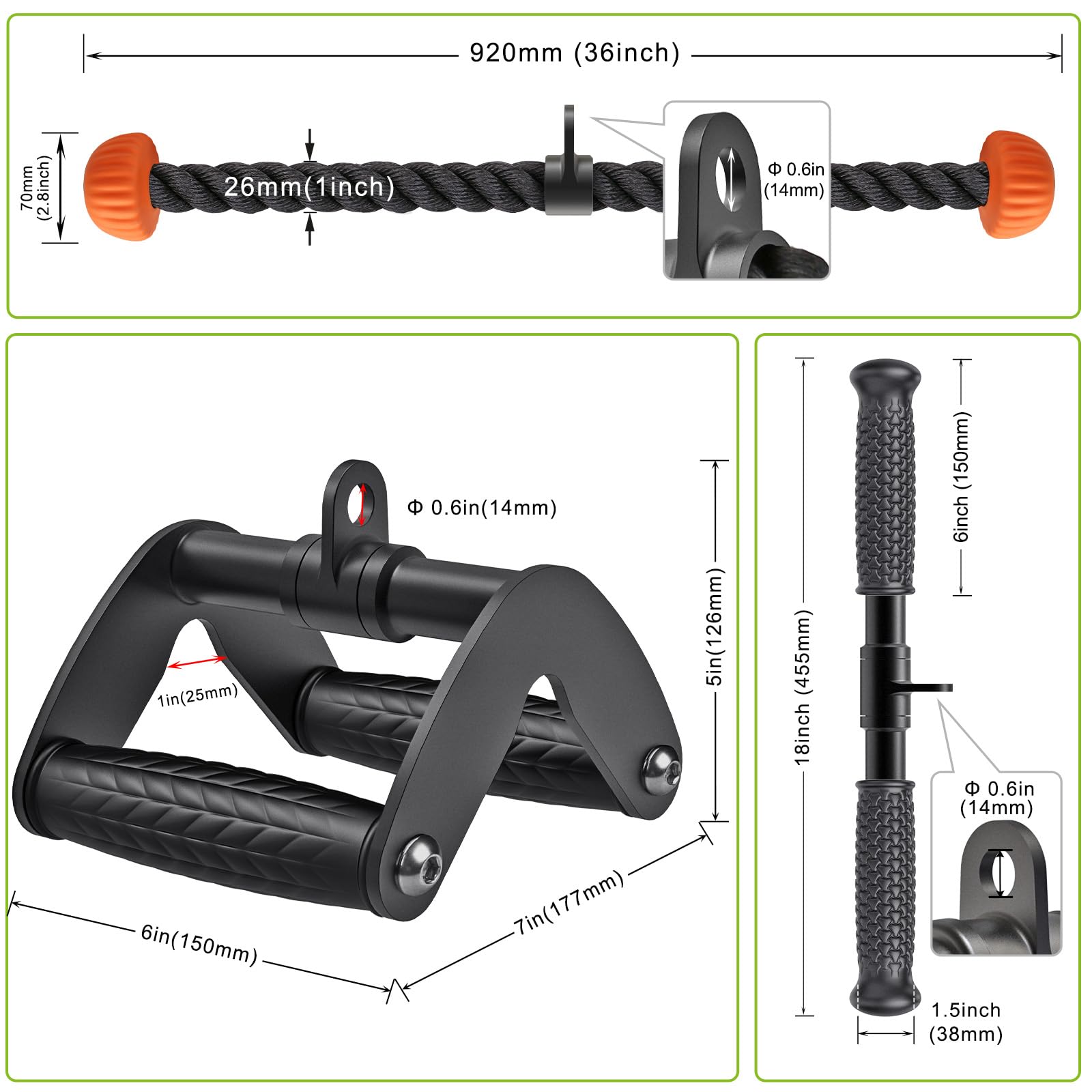 LAT Pulldown & Tricep Rope Home Gym Cable Attachments