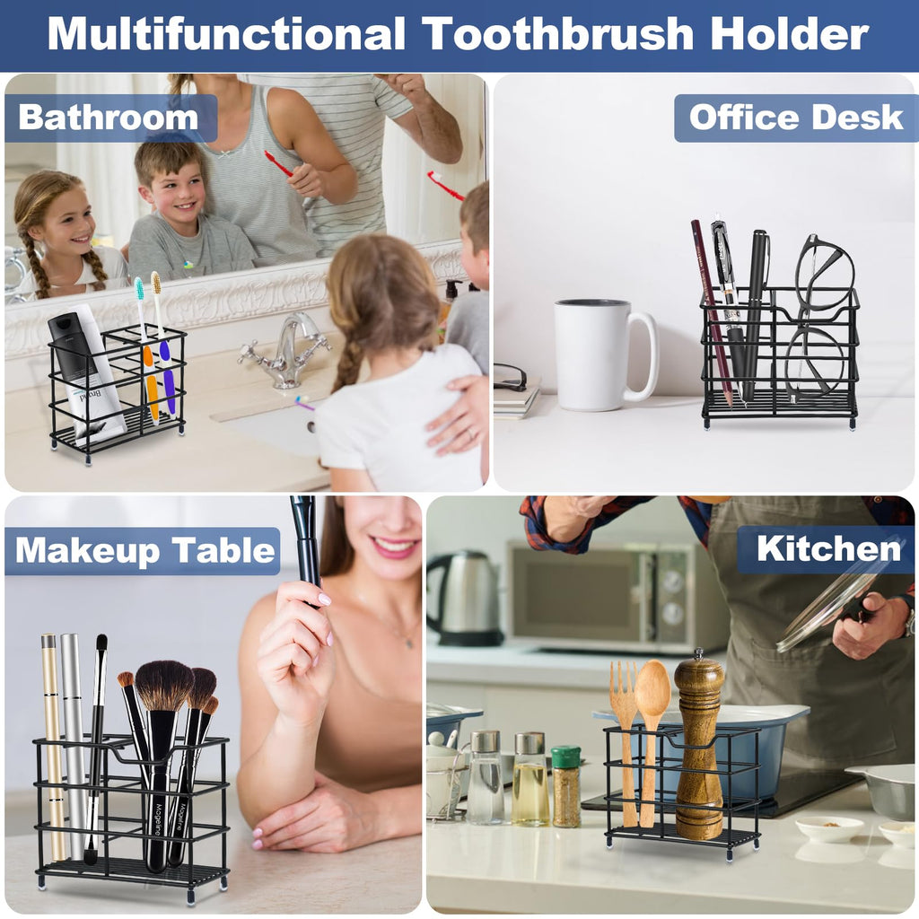 ONLYQIQIU Black Toothbrush Holder for Bathroom Organiser Storage, 5 Slots Ventilated Toothbrush Stand Mould-Proof - image 4