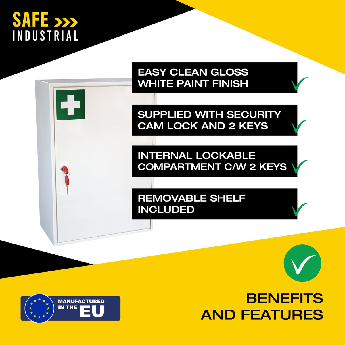 Safe Industrial - Medical Cabinet Wall Mountable Medication Cabinet Key Lock Safe with Shelves - Dedicated Secure Storage for Medicine - image 4