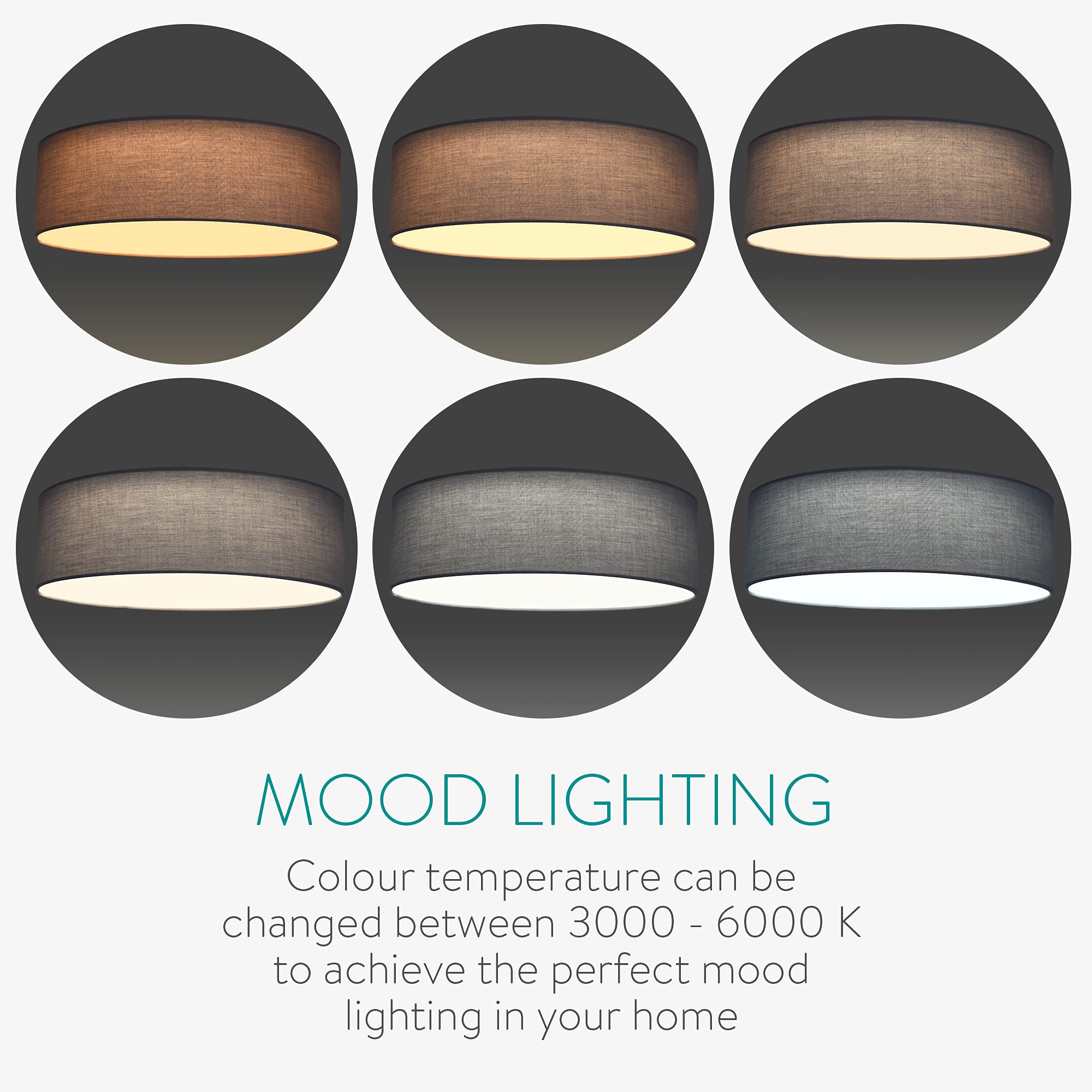 Navaris 22W LED Ceiling Light – 40cm Dimmable Flush Mount, Light Grey