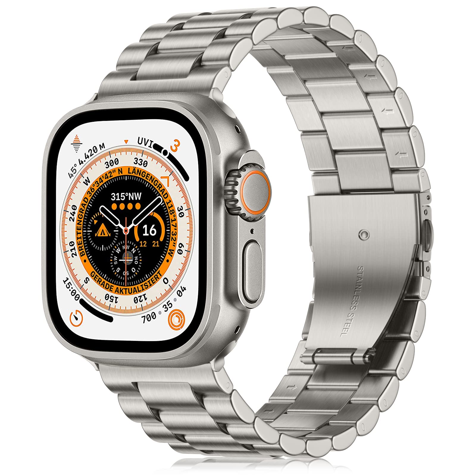 Netolo Titanium Metal Strap for Apple Watch Ultra 2 49mm – 24mm Wide