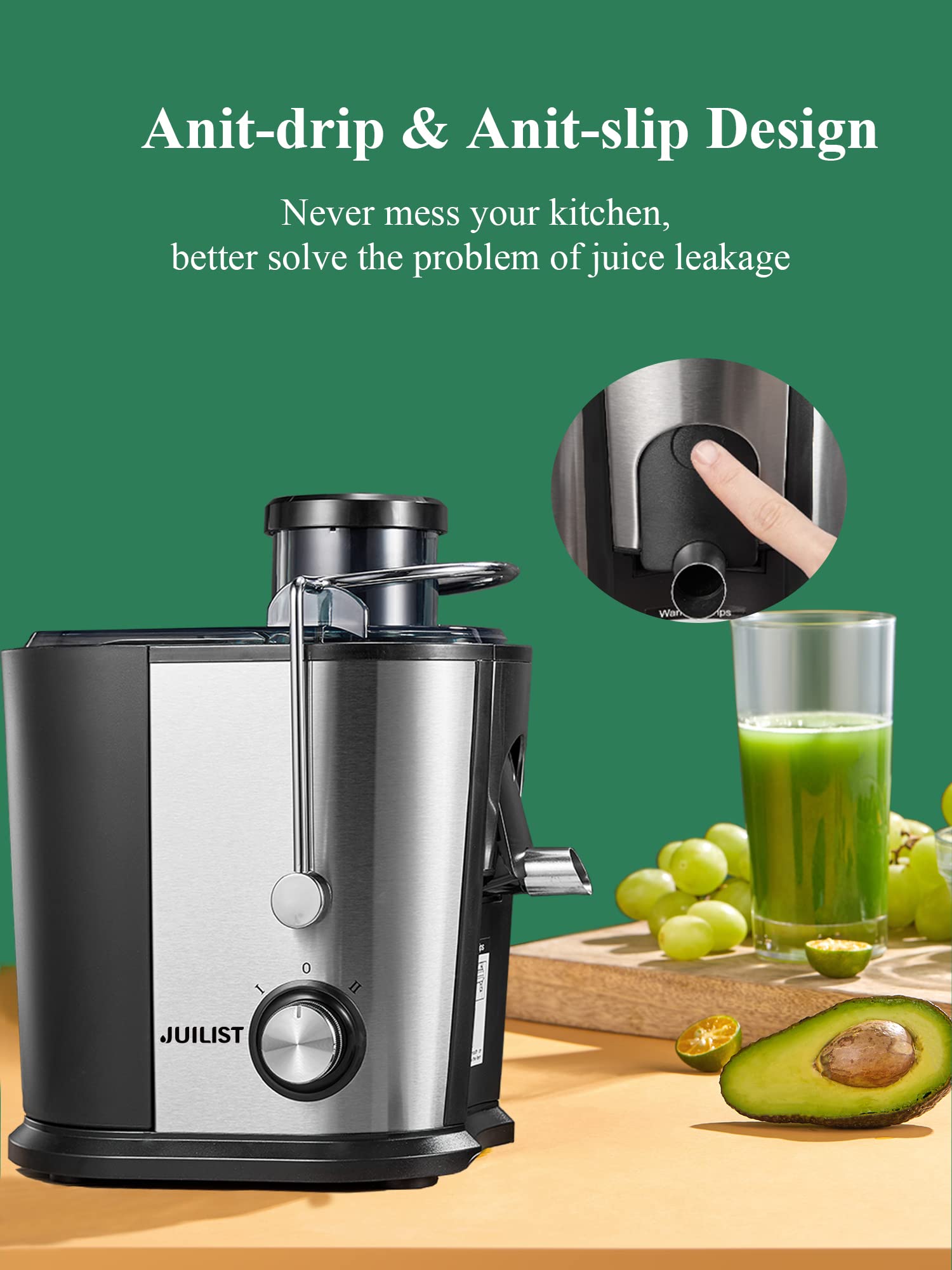 Juilist 600W Centrifugal Juicer | 3-Inch Wide Mouth Fruit Extractor
