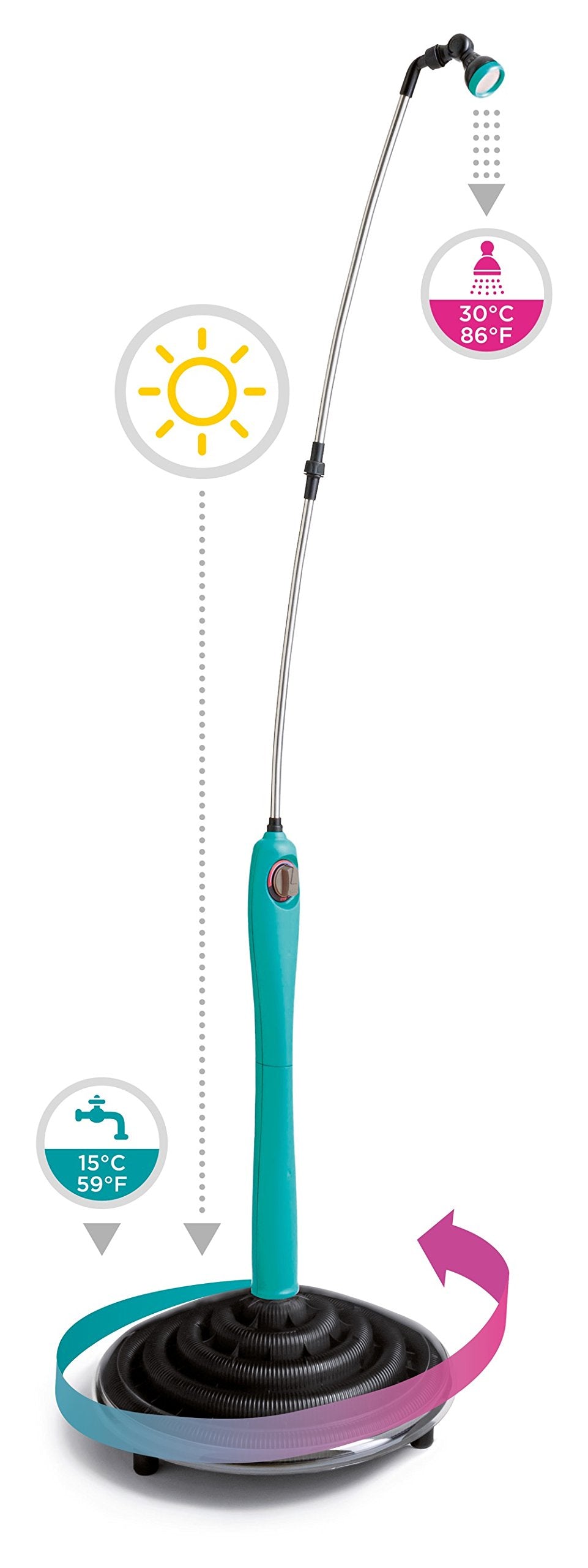 GF Garden Sunny Style Solar Shower - Light Blue Outdoor Pool Shower