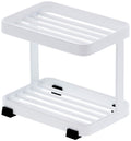 Yamazaki Tower 2-Tiered Soap Tray – Minimalist White Steel Organizer