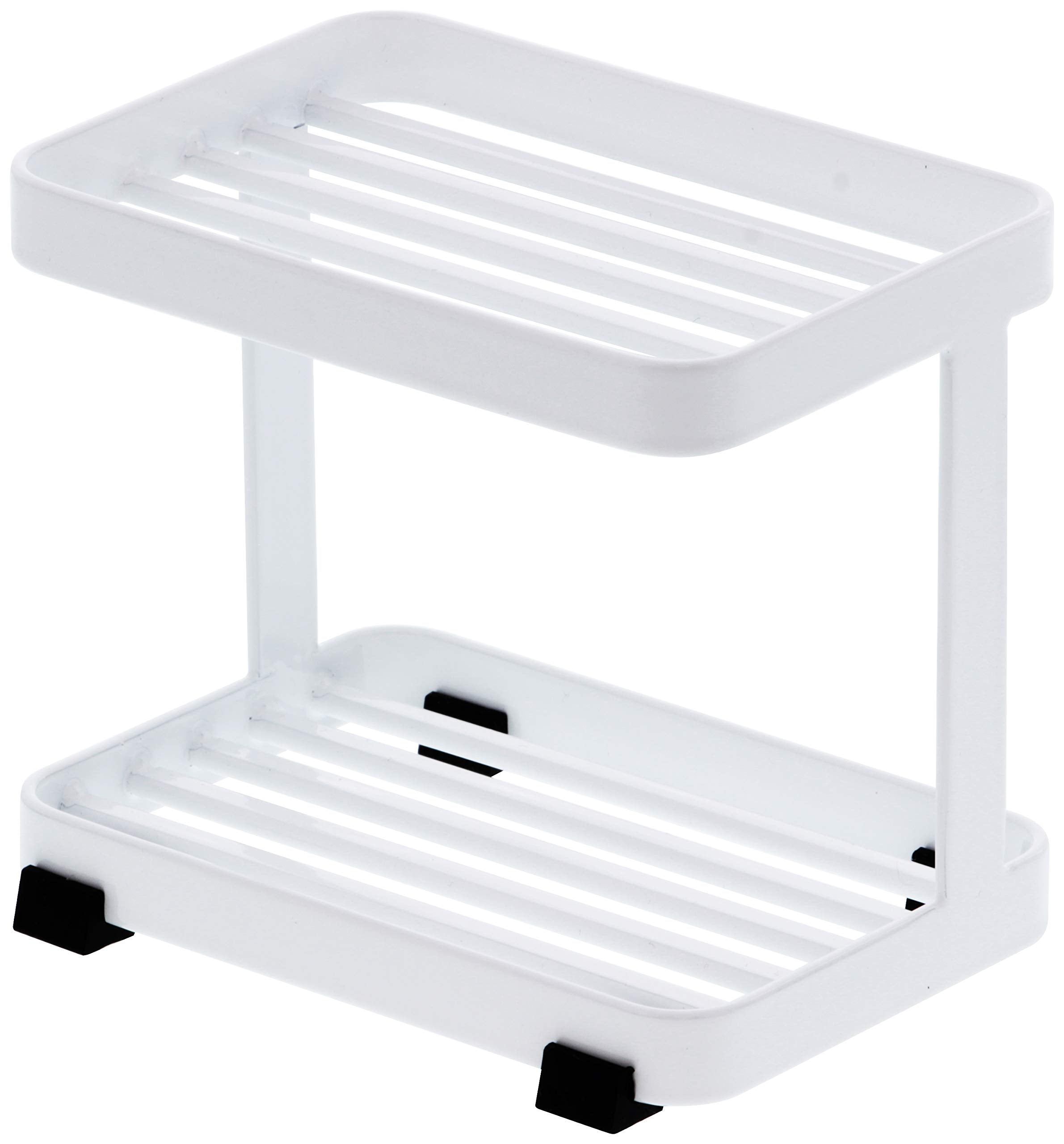 Yamazaki Tower 2-Tiered Soap Tray – Minimalist White Steel Organizer