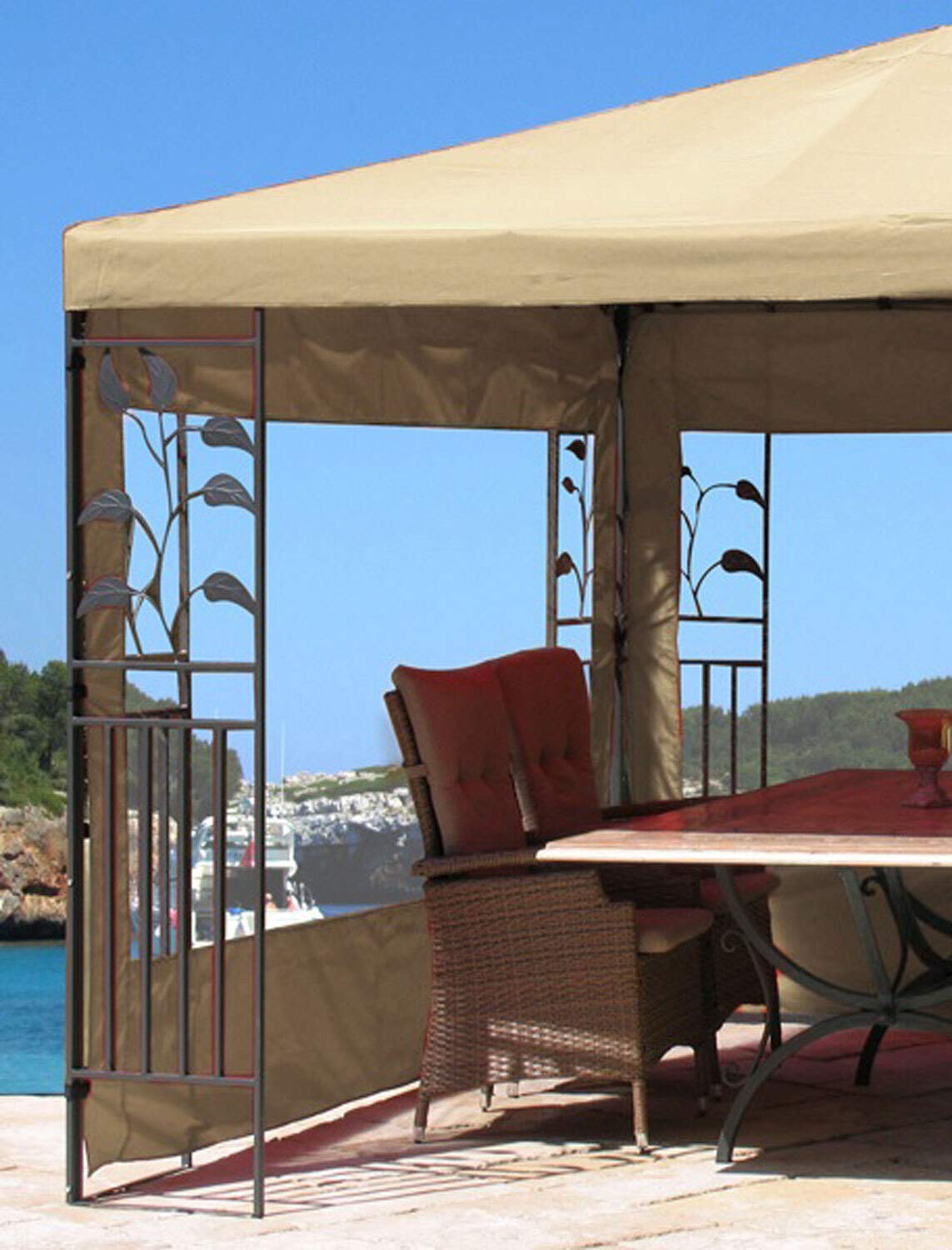 Quick Star Gazebo Sidewalls with PE Window – 2 Beige Panels for 3x4m