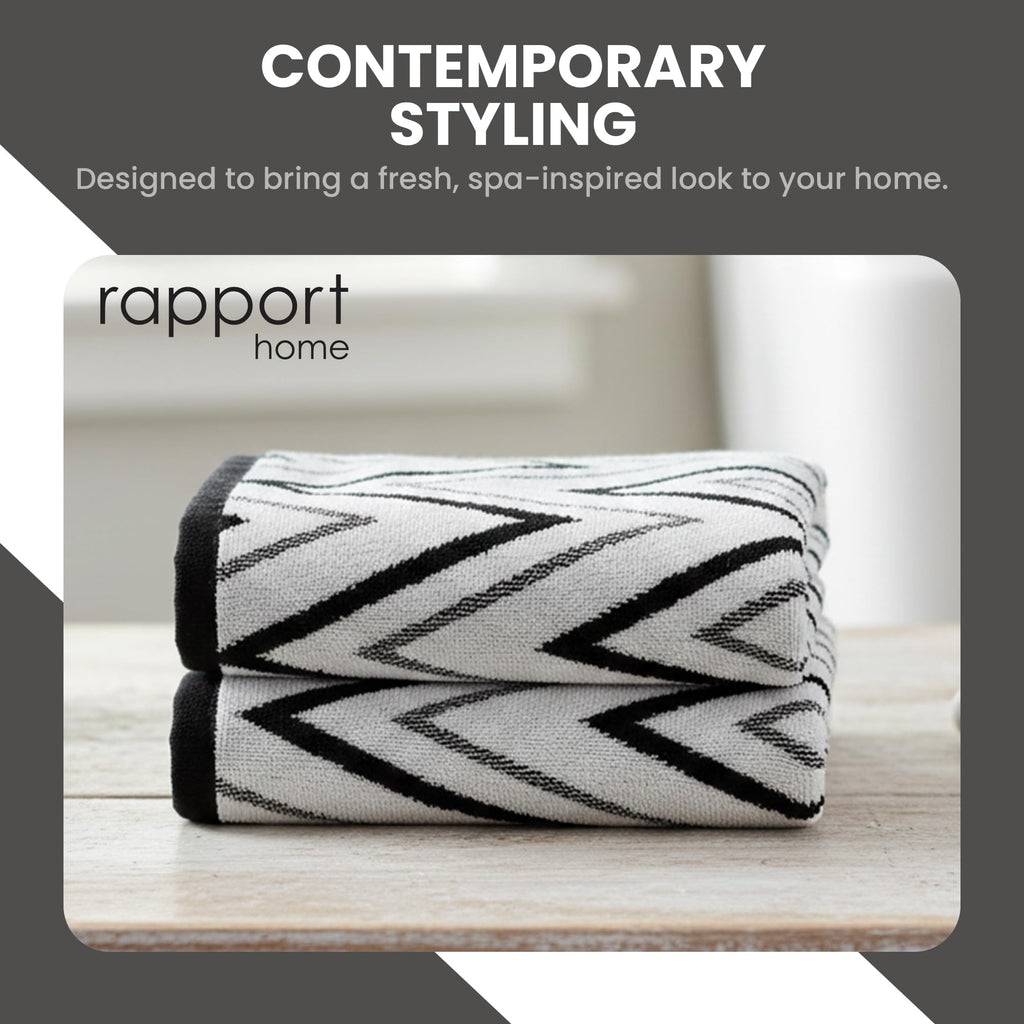 Rapport Home Helix Bath Sheets 2 Pack, 90x140cm 100% Cotton - Mono Black - image 5