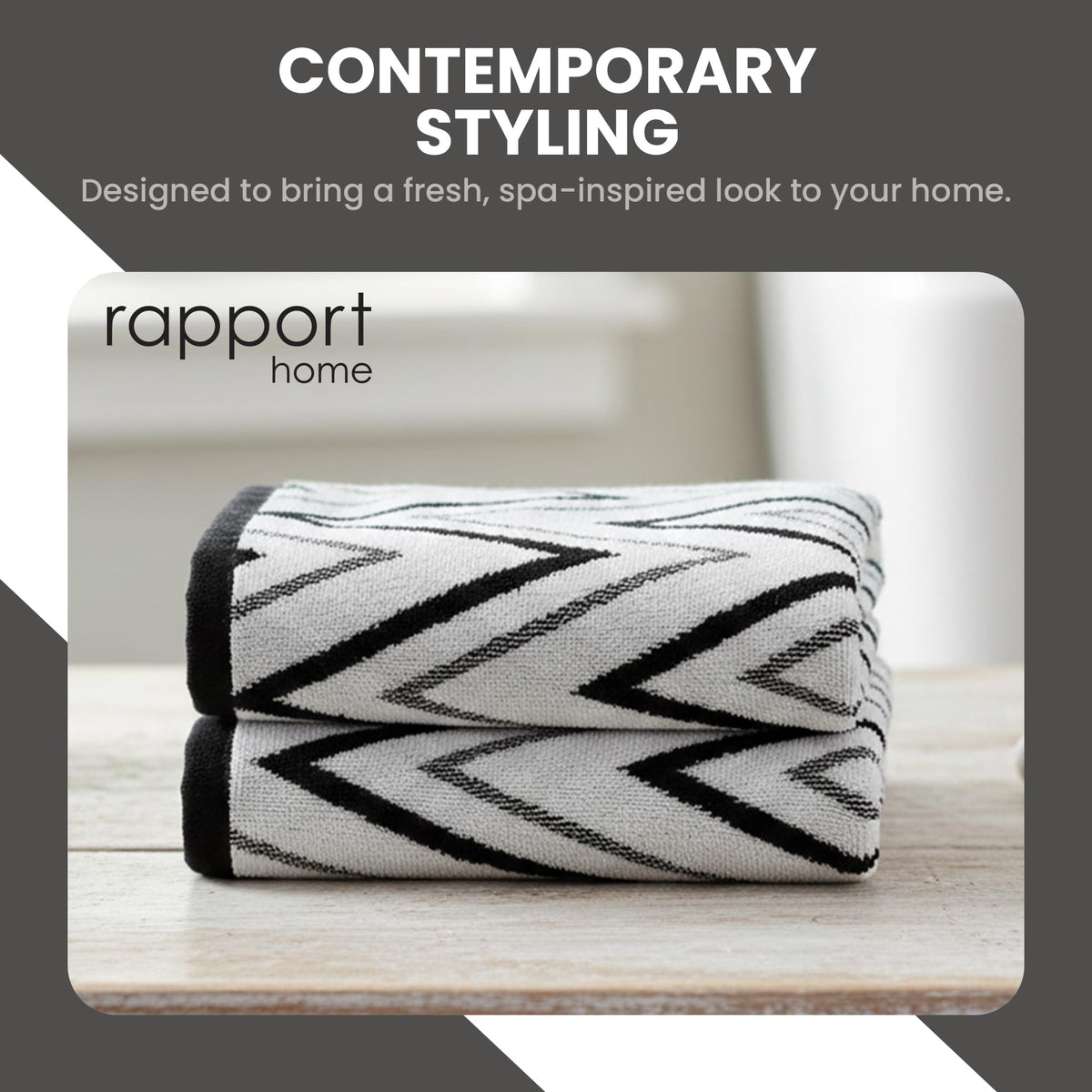 Rapport Home Helix Bath Sheets 2 Pack, 90x140cm 100% Cotton - Mono Black - image 5