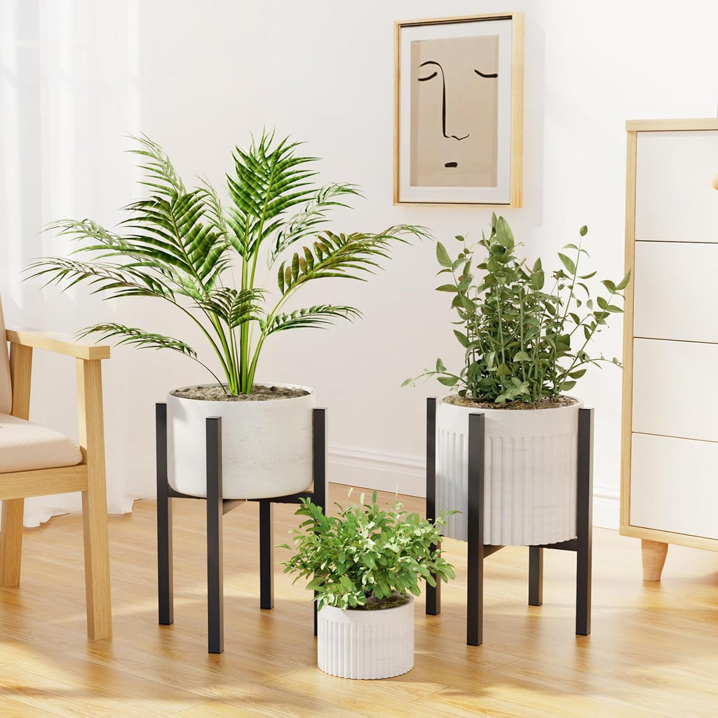 Jeackcelle 2-Set Adjustable Metal Plant Stand – Heavy Duty Mid-Century Rack