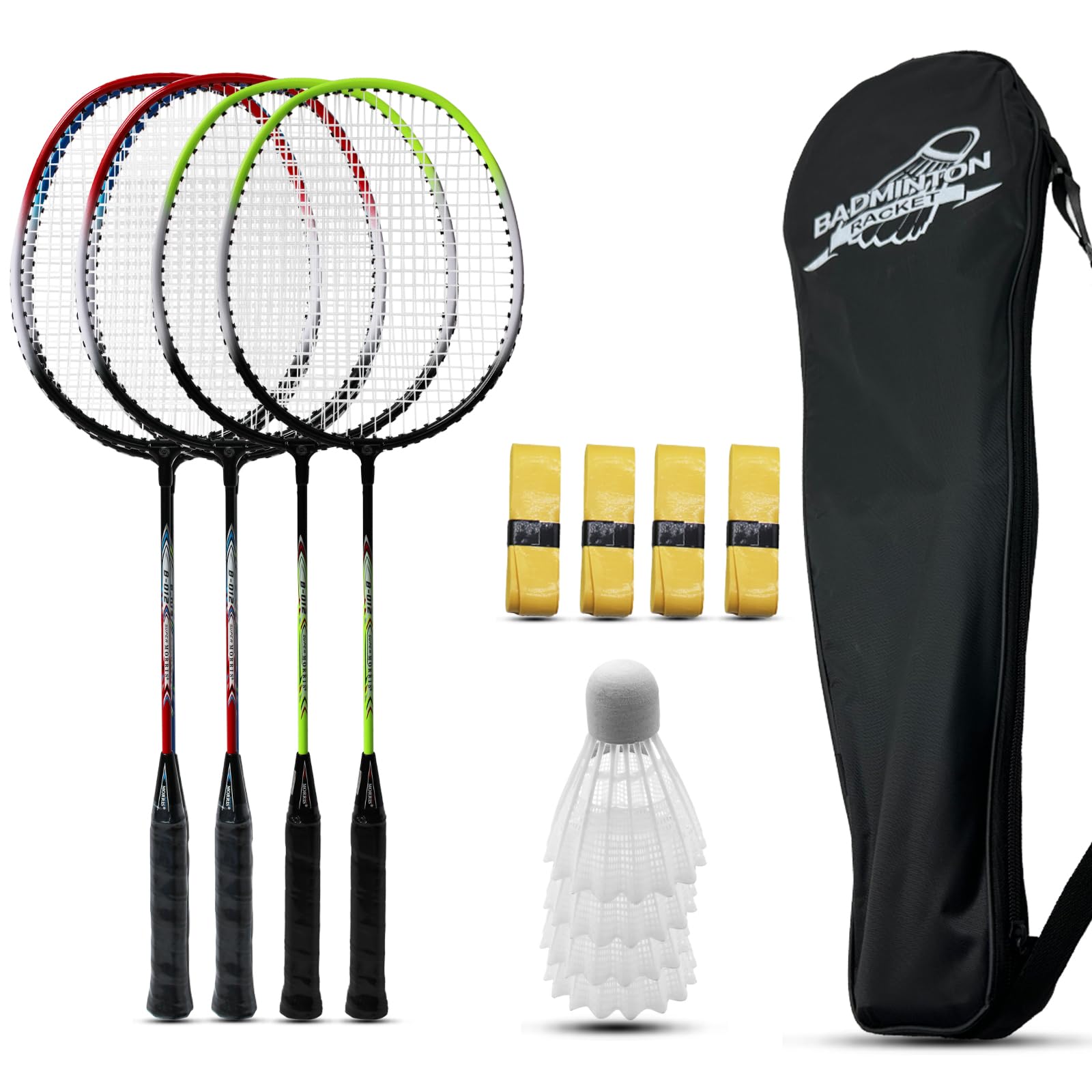 Magicorange Badminton Rackets Set of 4 - Aluminum Outdoor Game Set