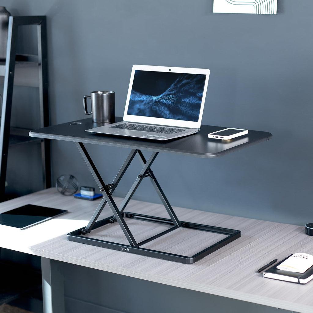 VIVO 81cm Standing Desk Riser | Ultra-Slim Height Adjustable Converter