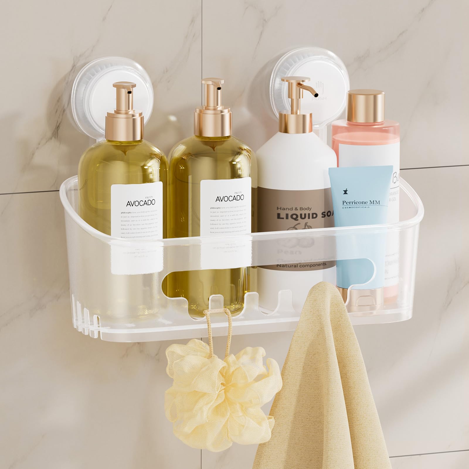 TAILI Clear Shower Caddy – Heavy Duty Suction Bathroom Shelf Organizer