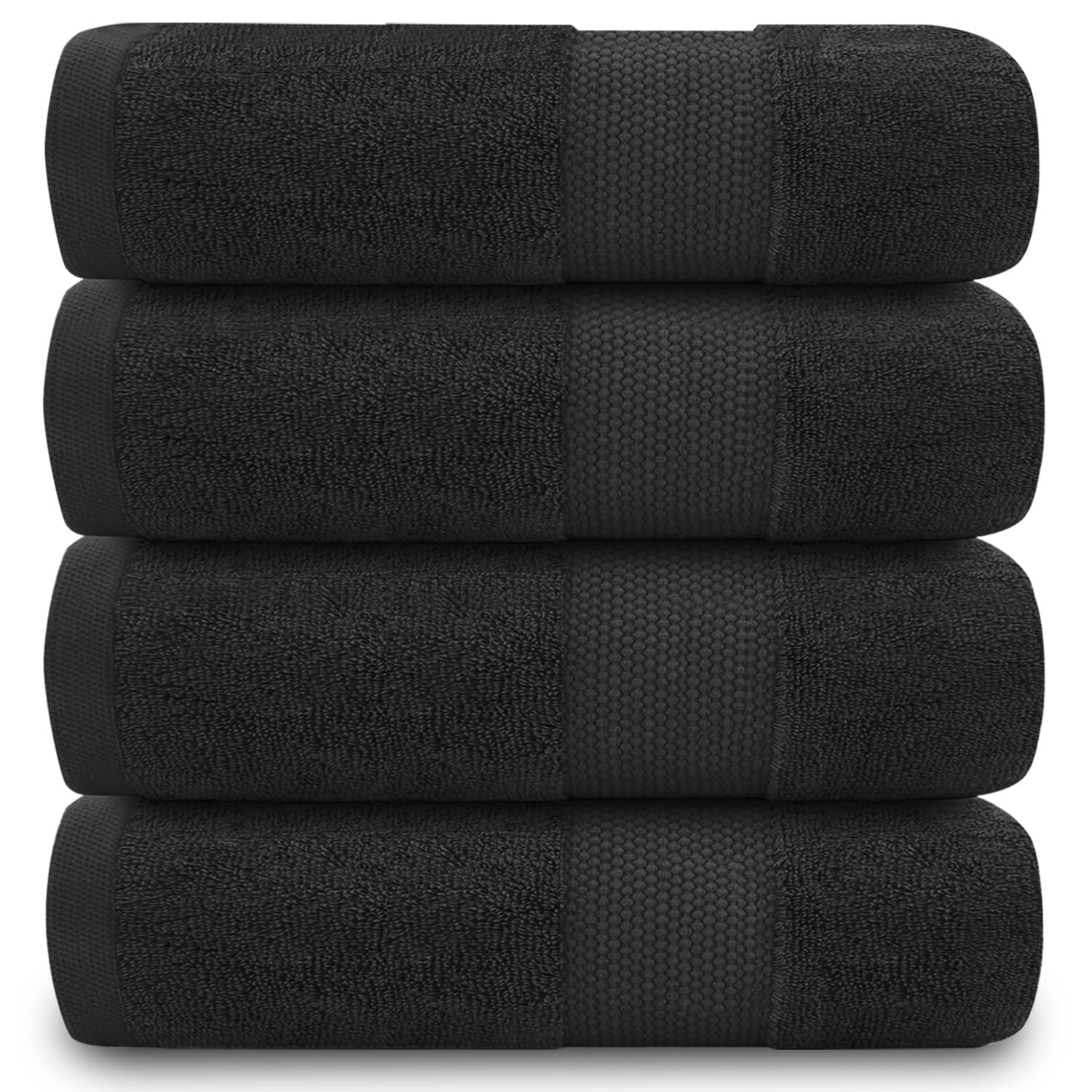 GC Gaveno Cavailia Miami Cotton Hand Towels - 700 GSM Black, 4 Pack