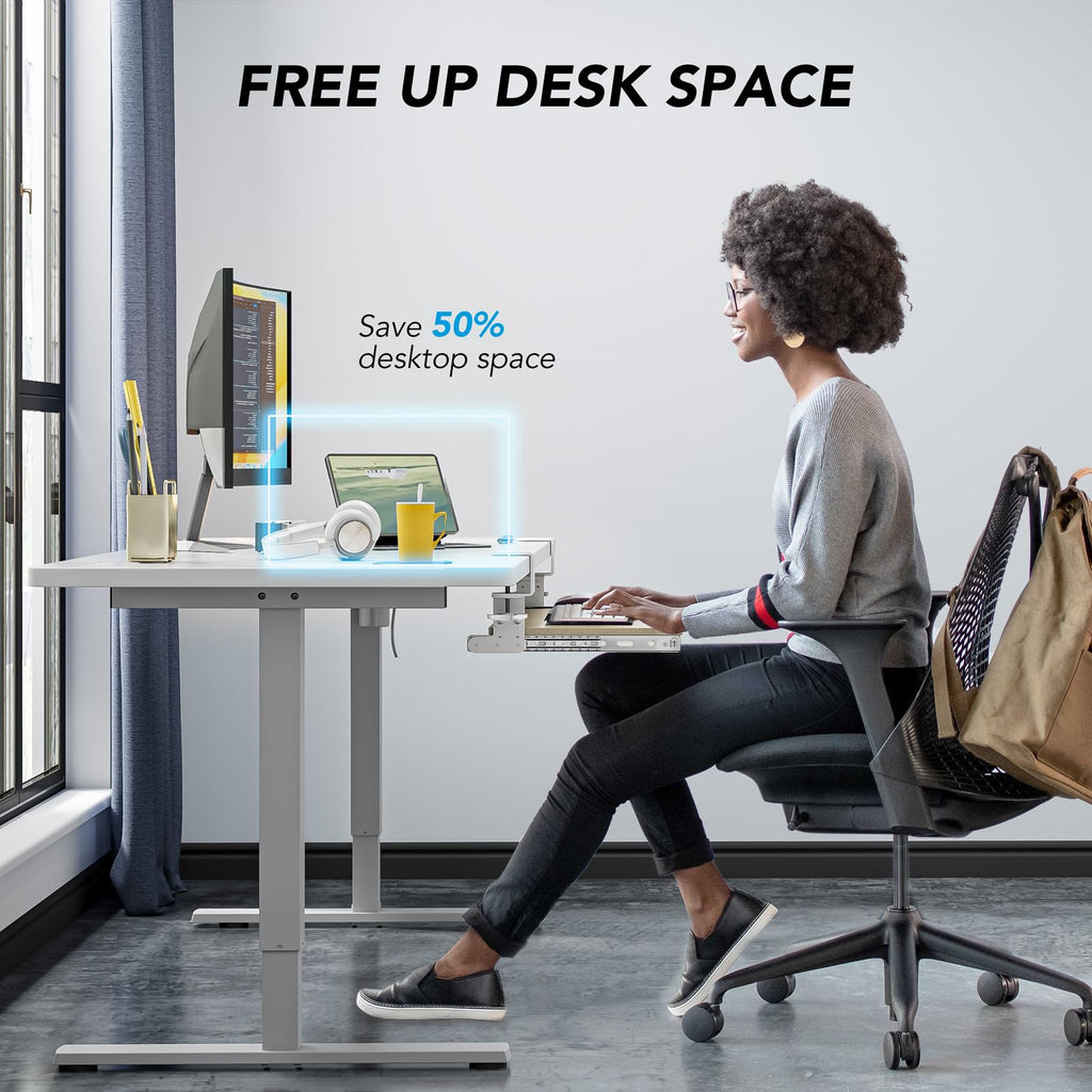 Keyboard Tray Under Desk Pull Out with Extra Sturdy C Clamp Mount System, 694 838mm Including Clamps x 300mm Slide-Out Platform Computer Drawer for - image 3