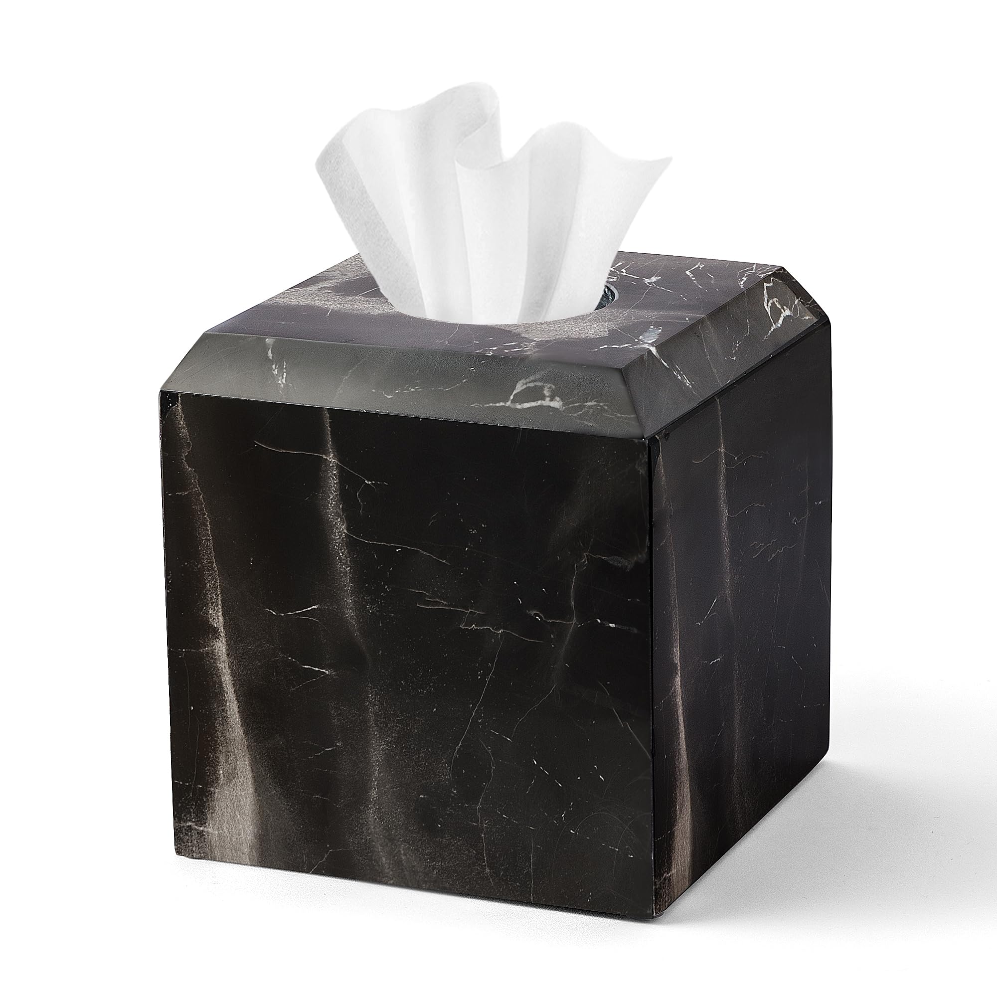 WORHE Natural Marble Tissue Box Cover – Heavy Duty Square Stone Holder