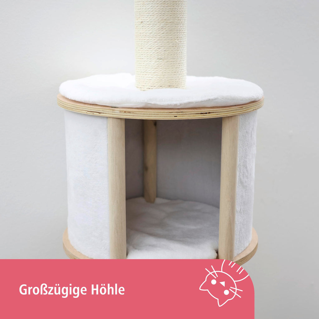 Kerbl Dolomit Wall-Mounted Cat Tree - 168cm Sisal Scratching Post, White