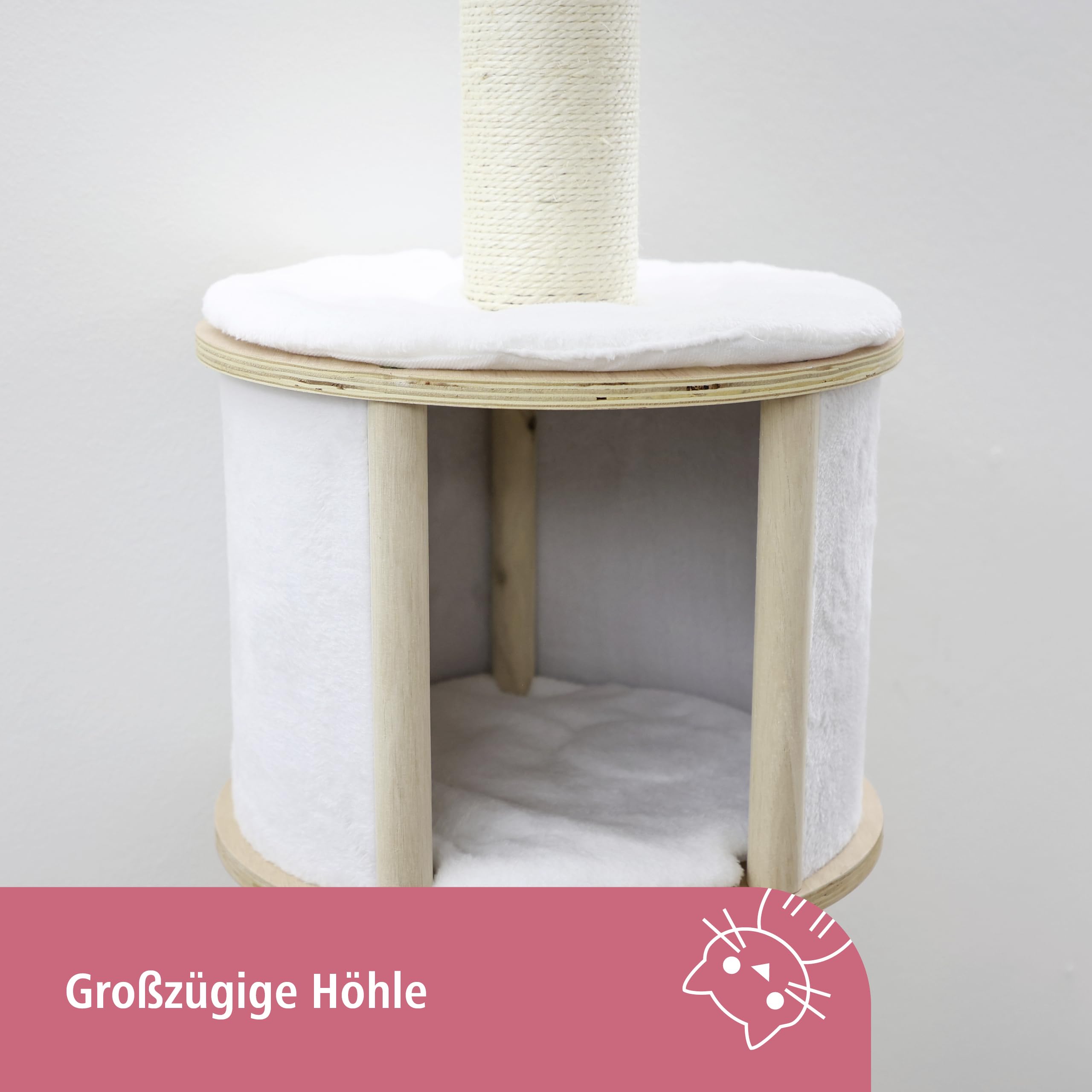 Kerbl Dolomit Wall-Mounted Cat Tree - 168cm Sisal Scratching Post, White