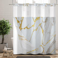 Ttincceer Hookless Shower Curtain | White Gold Marble with Snap-in Liner