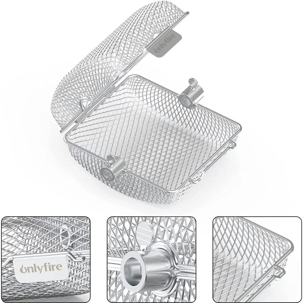 Onlyfire 2-Pack Rotisserie Spit Grill Basket Cage | Stainless Steel Mini Size