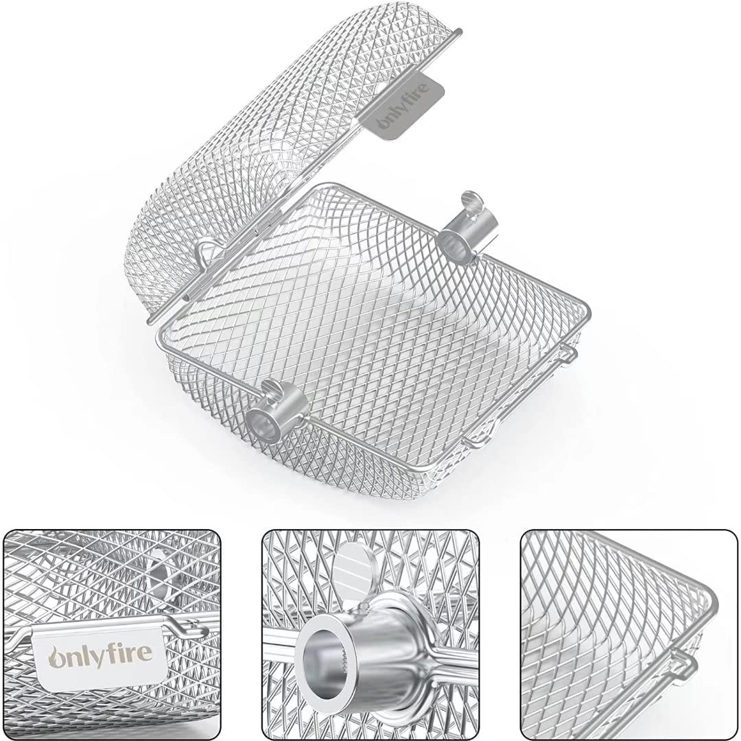 Onlyfire 2-Pack Rotisserie Spit Grill Basket Cage | Stainless Steel Mini Size