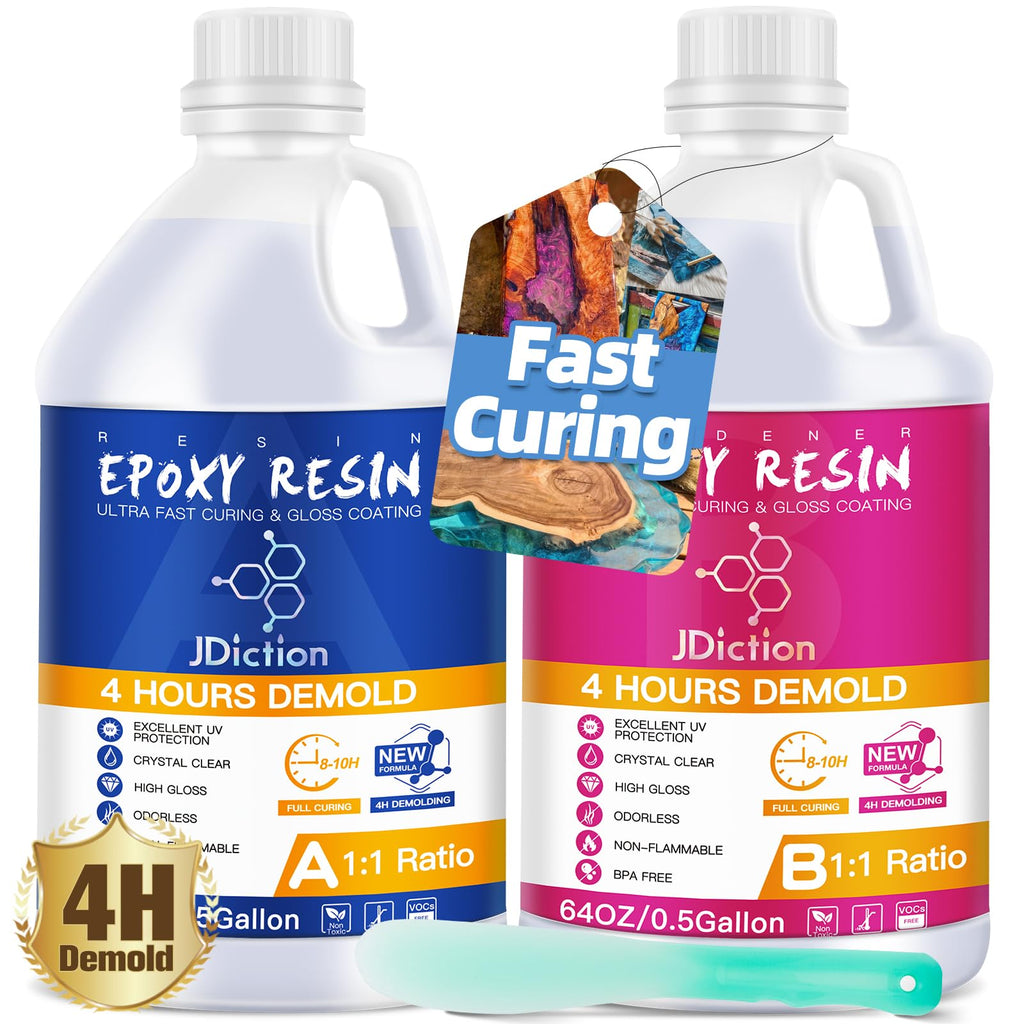 JDiction Fast Curing Epoxy Resin – 1 Gallon Crystal Clear 4 Hour Demold