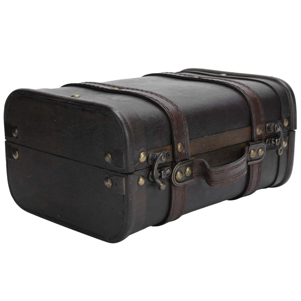 BORDSTRACT Retro Suitcase, Vintage Wooden Suitcase with Buckle Lock, Earring Necklace Organizer Case