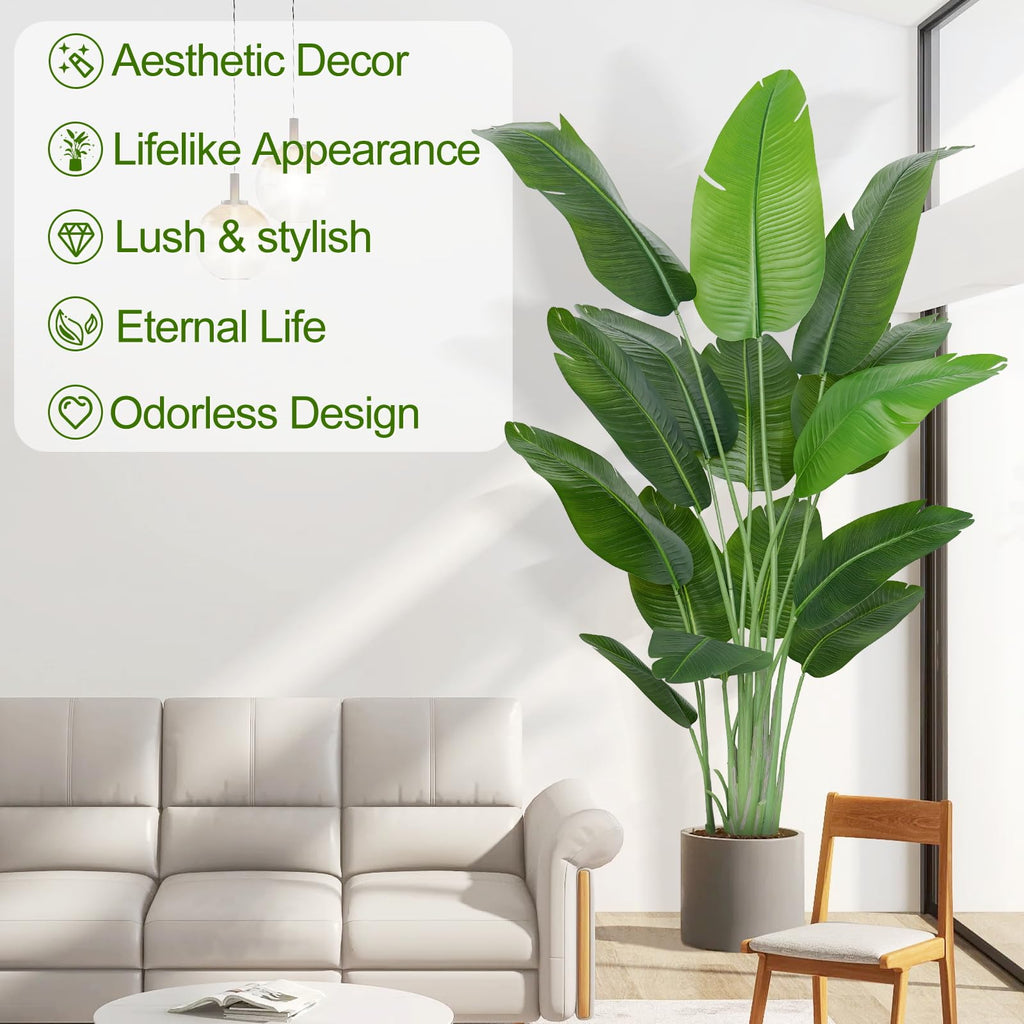 Keeplush 200cm Artificial Bird of Paradise Plant | 15-Leaf Faux Banana Tree
