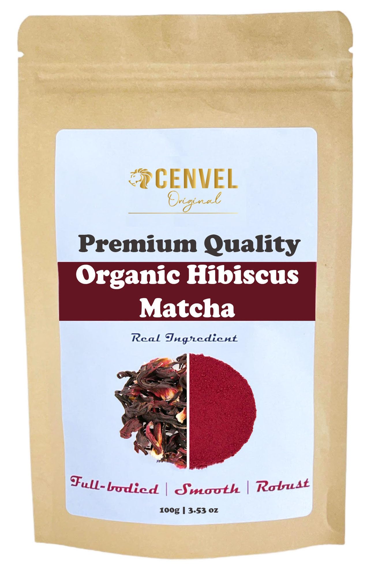 CENVEL Organic Hibiscus Matcha Tea – 100g Pure Caffeine-Free Detox