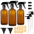 Amber Glass Spray Bottles 500ml – 3 Pack for Cleaning