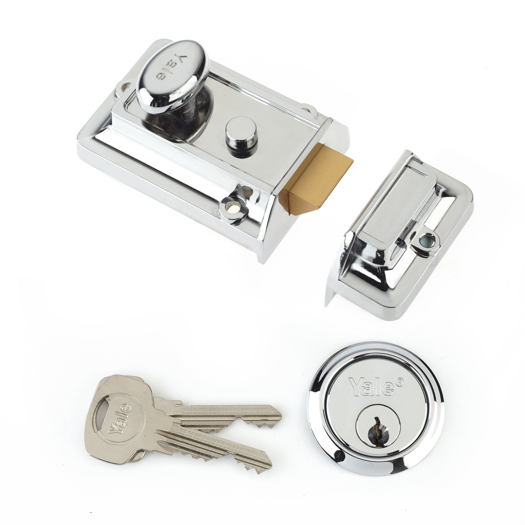 Yale Traditional Nightlatch – 60mm Door Lock in Chrome Finish