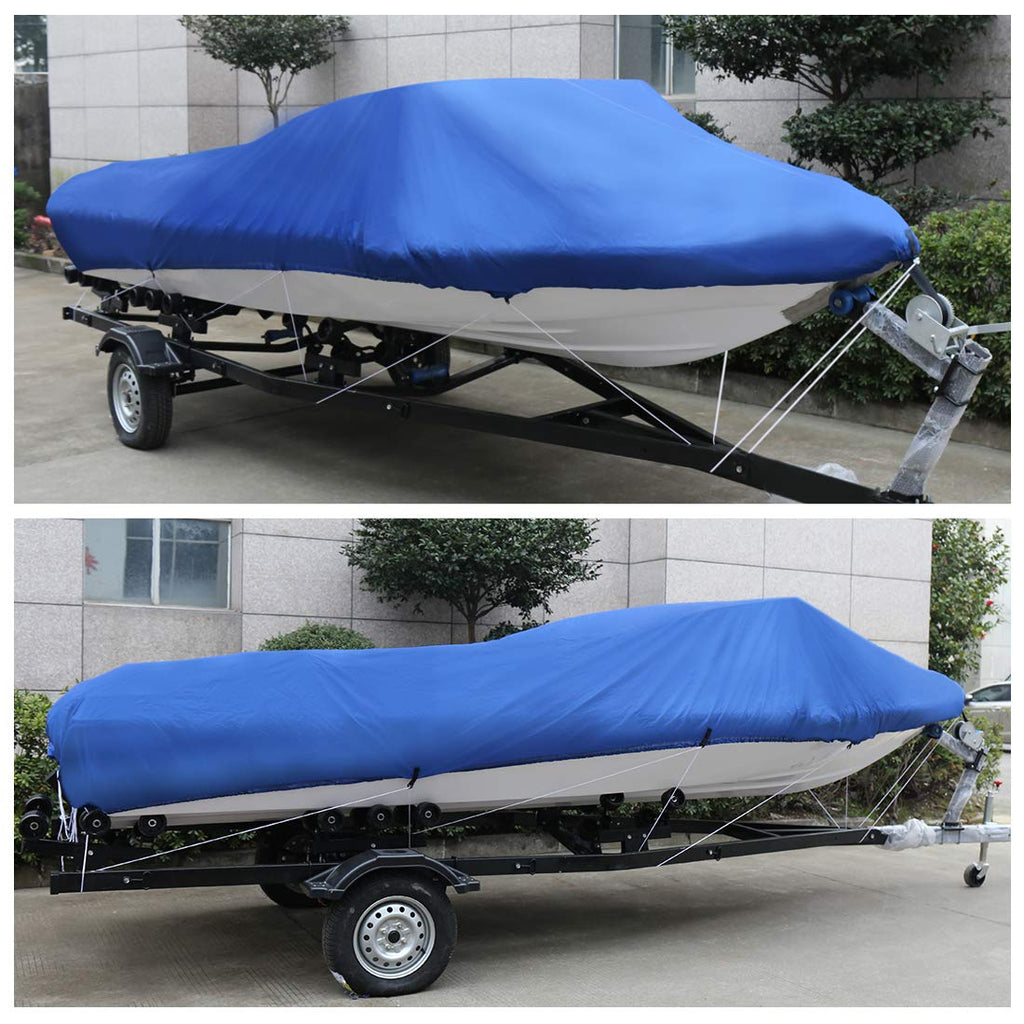 14-16ft Trailerable Boat Cover – Waterproof 210D V-Hull Blue