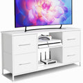 KIRVOVIY Fabric Chest of Drawers | White Bedroom TV Stand with Storage