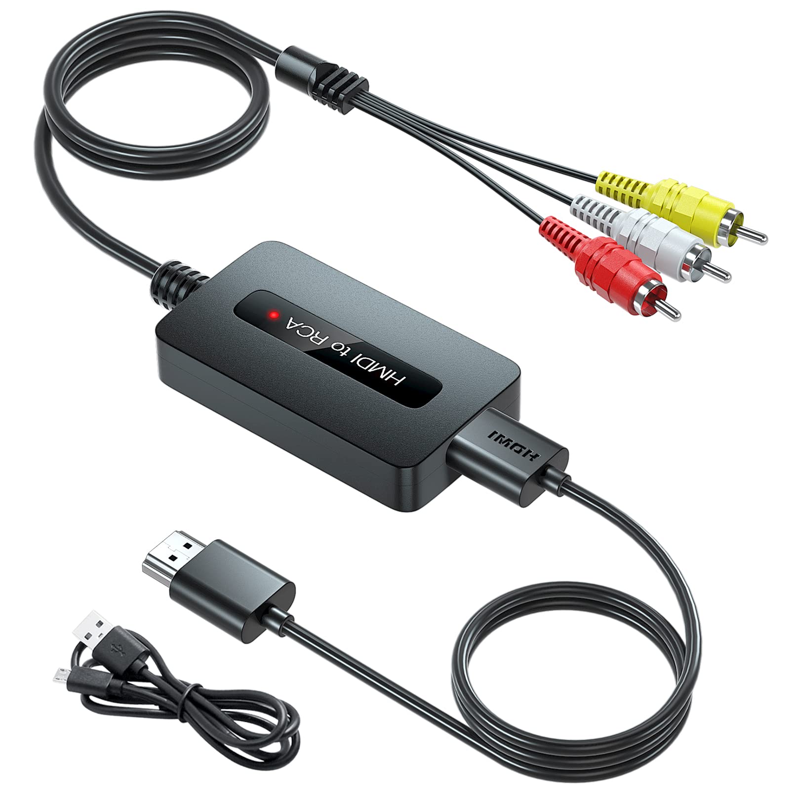 Kirolle HDMI to RCA Converter Cable | Composite AV Adapter for Legacy TV