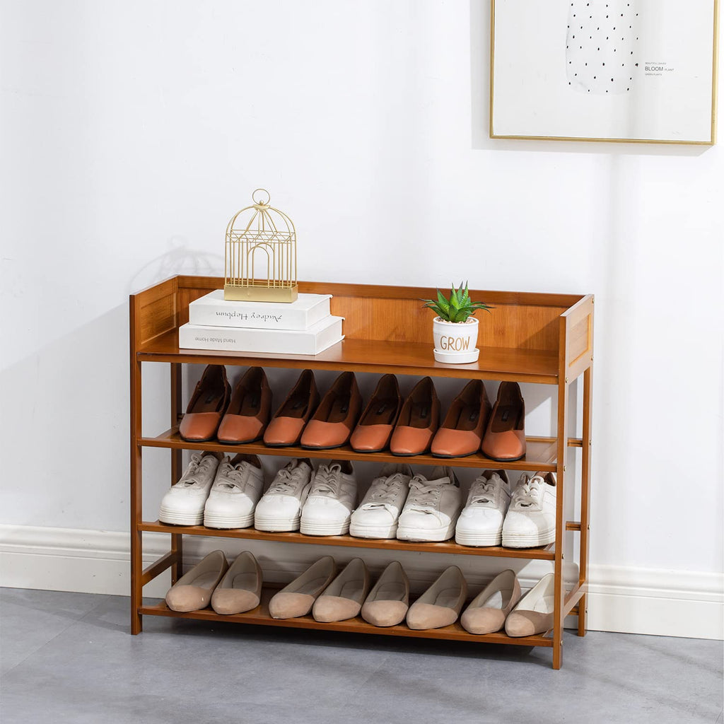 SOBIBO 4-Tier Bamboo Shoe Rack Organizer | 80cm Storage Shelf - Brown