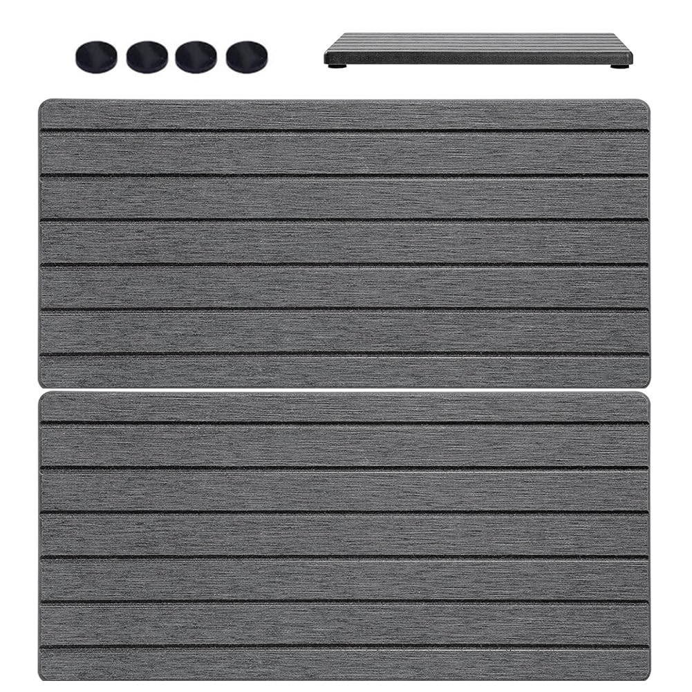 FOGARI Diatomaceous Earth Absorption Tray | 2-Piece Grey Set for Kitchen